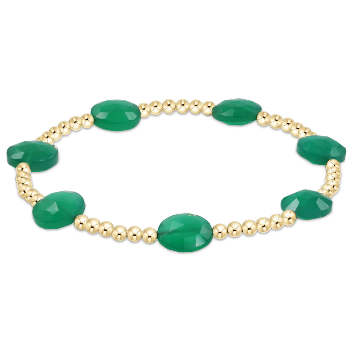 Extend Admire Gold 3mm Bead Bracelet - Green Onyx