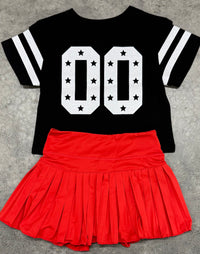 Glitter Double 00 Stars Boxy Tee- Black