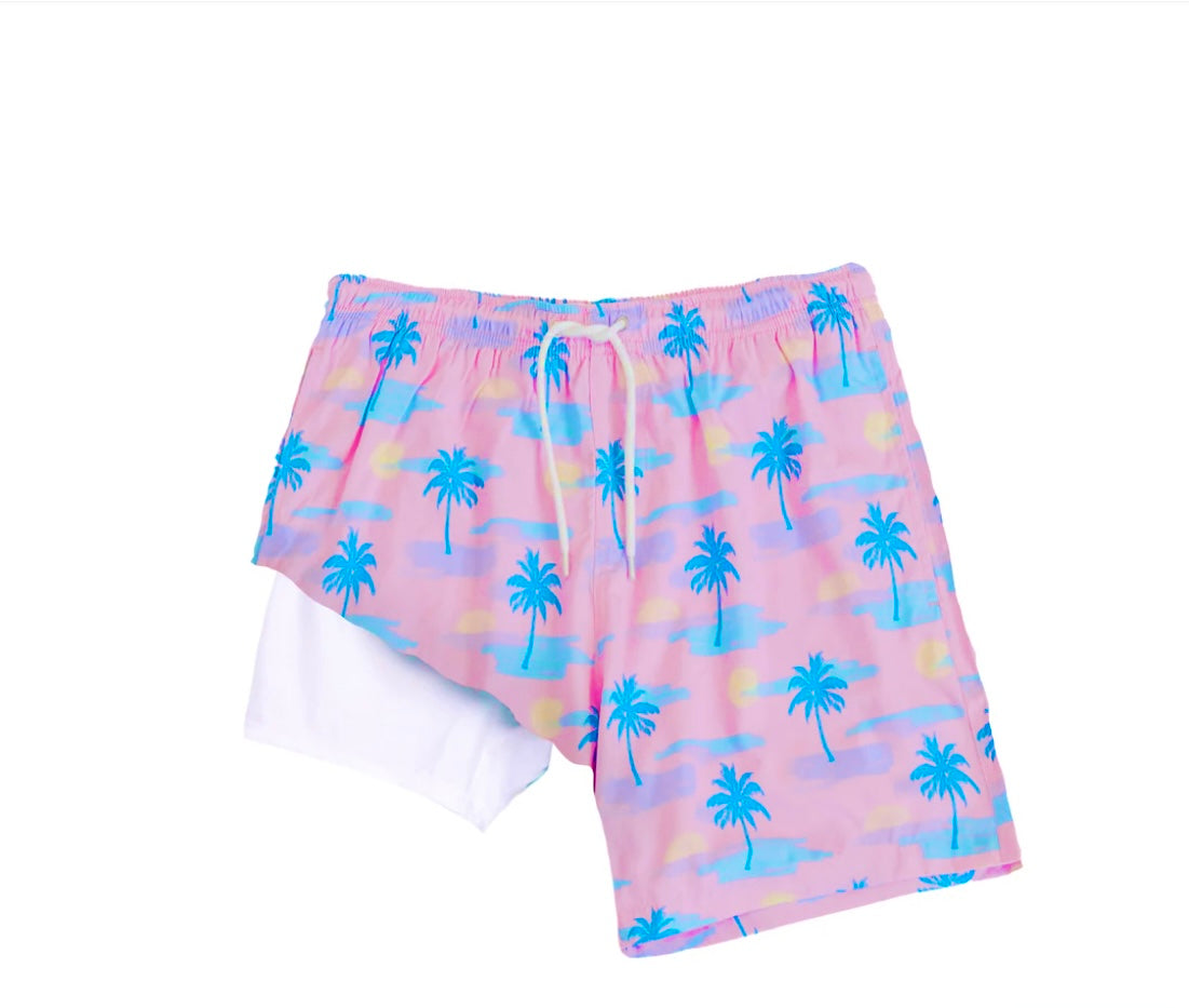 Pink Palm Compression Swim Short