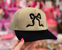 Bow Trucker Hat-Tan/Black