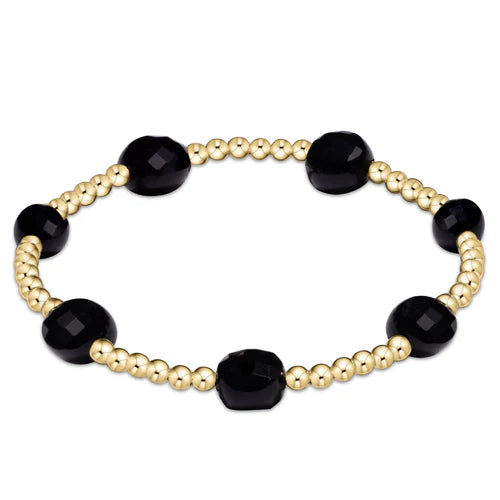 Extend Admire Gold 3mm Bead Bracelet - Faceted Onyx