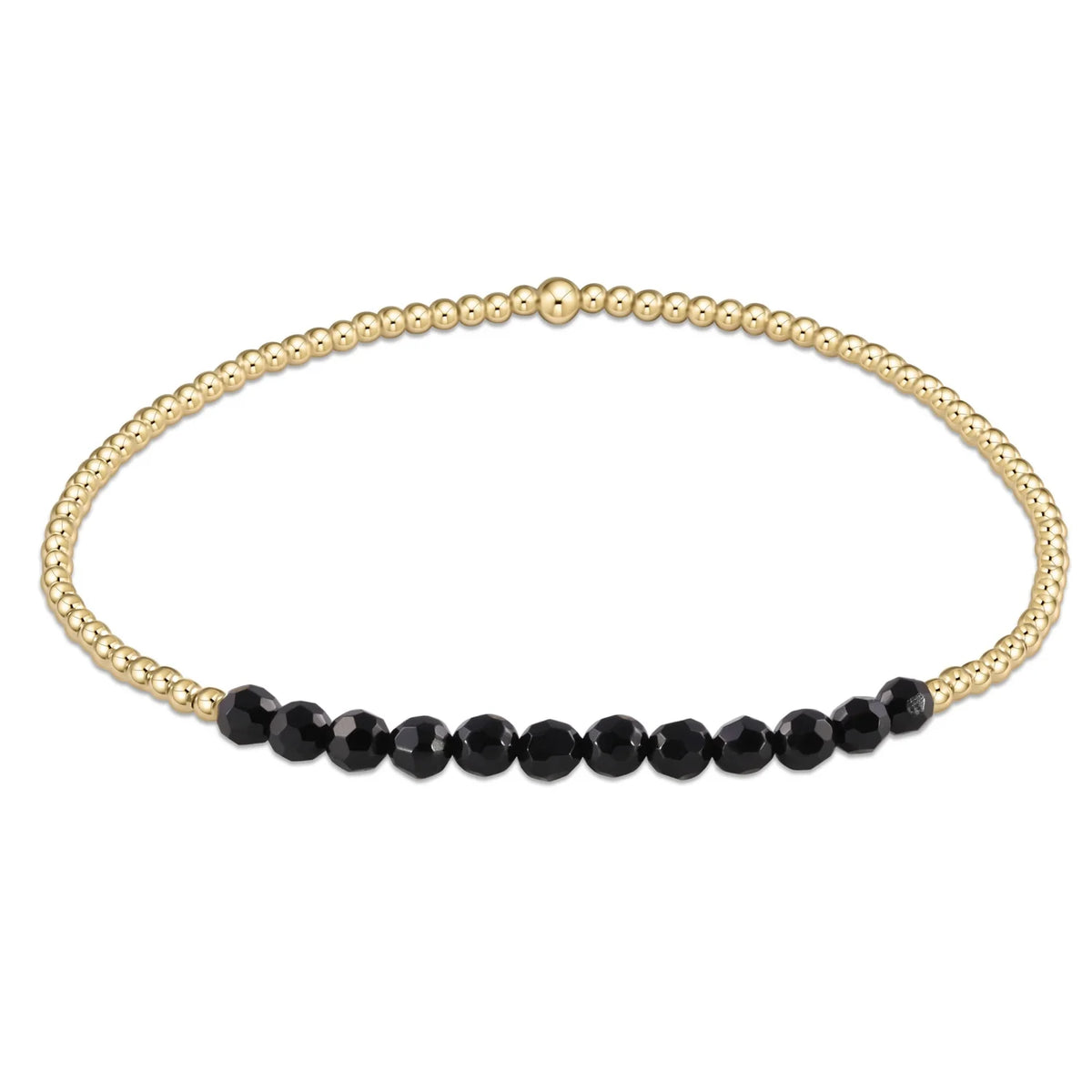 Gold Bliss 2mm Bead Bracelet - Faceted Onyx