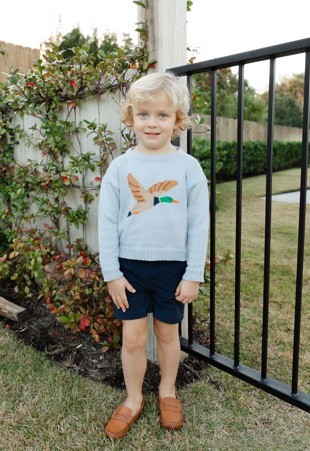 Crew Neck Sweater - Duck on Grey