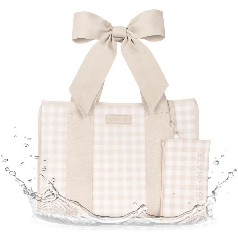 Jelly Tote Bag- Latte Gingham Bow