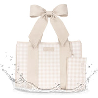 Jelly Tote Bag- Latte Gingham Bow