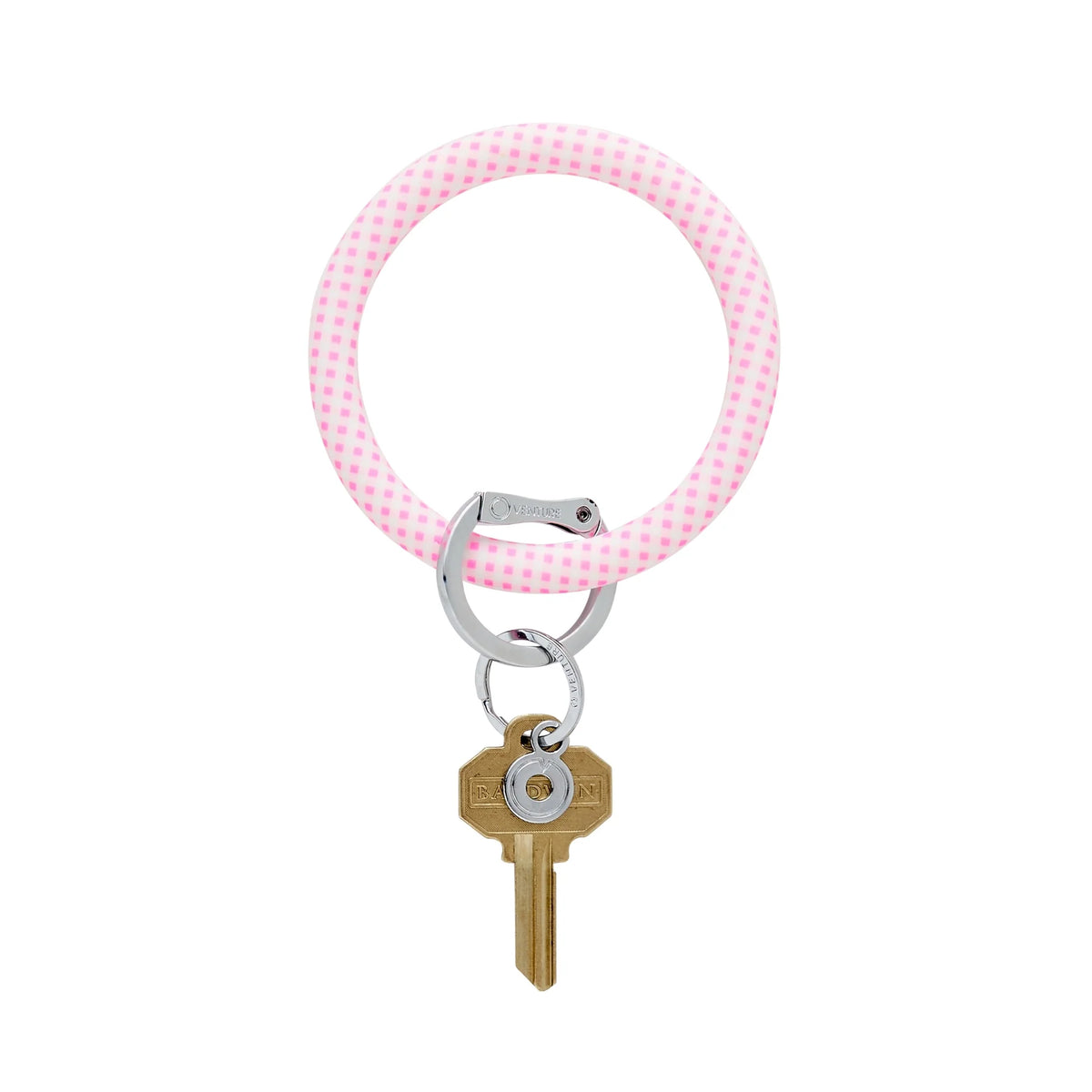 Silicone Big O Key Ring - Gingham Tickled Pink