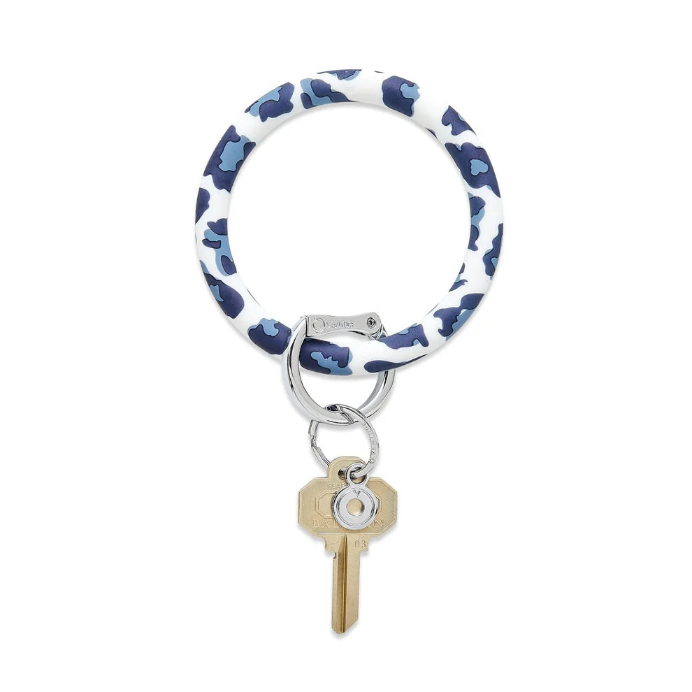 Silicone Big O Key Ring - Navy Leopard