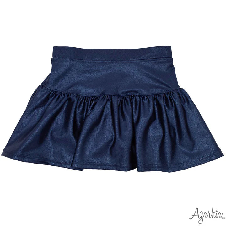 Gathered Metallic Skort - Navy