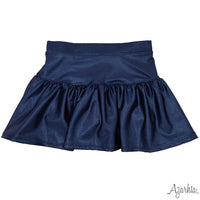 Gathered Metallic Skort - Navy