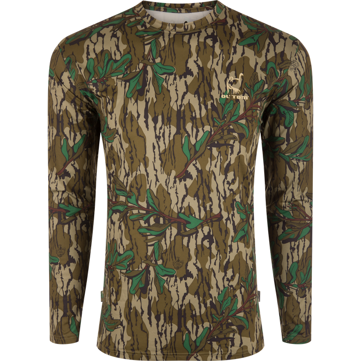 Youth Performance Camo Long Sleeve Crew-Greenleaf