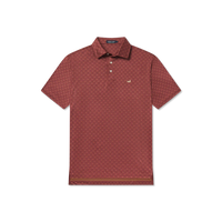 Flyline Performance Polo - Marsh Morning - Burnt Red & Tan Microprint