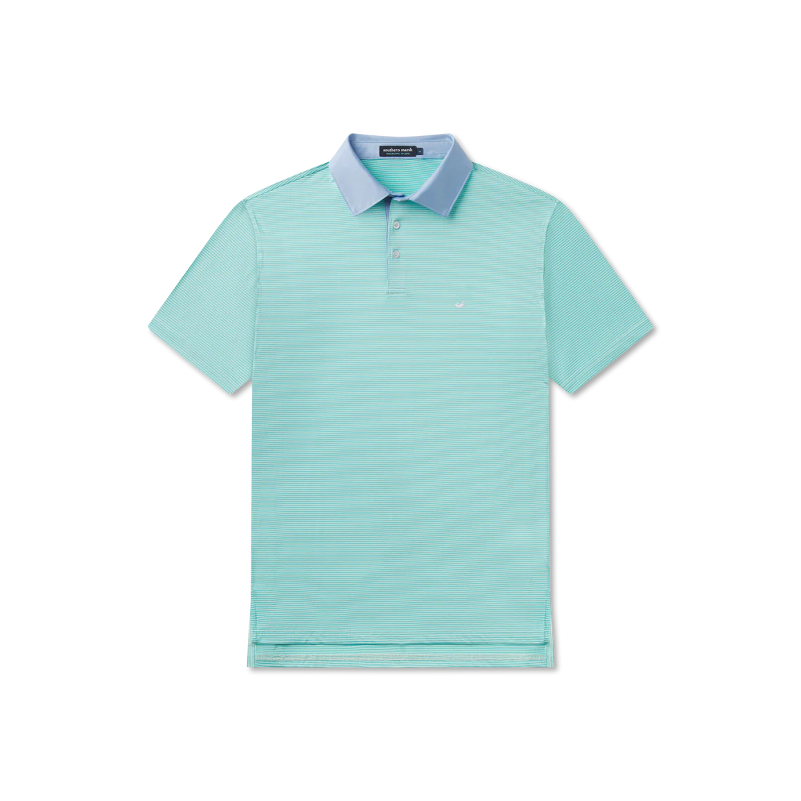 Bermuda Performance Polo- Hampton Stripe Honeydew & Mint