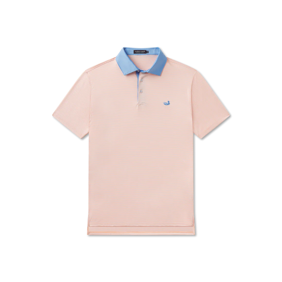 Bermuda Performance Polo- Hampton Stripe Peach & White