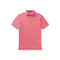 Newcastle Stripe Featherlight Polo- Coral
