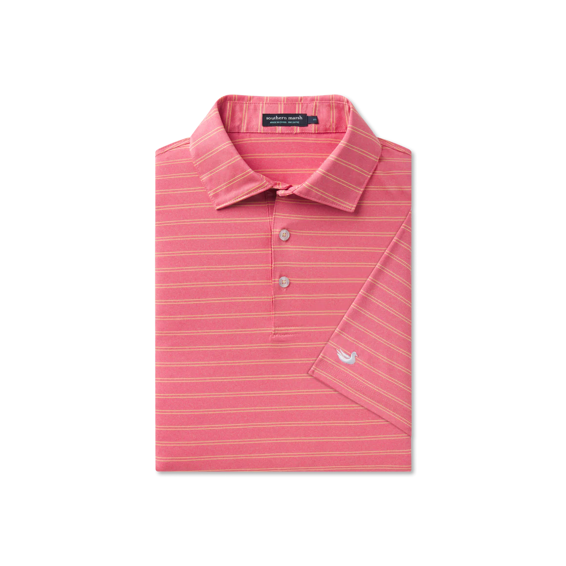 Newcastle Stripe Featherlight Polo- Coral