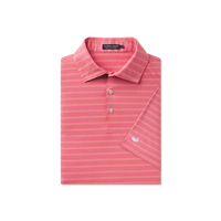 Newcastle Stripe Featherlight Polo- Coral