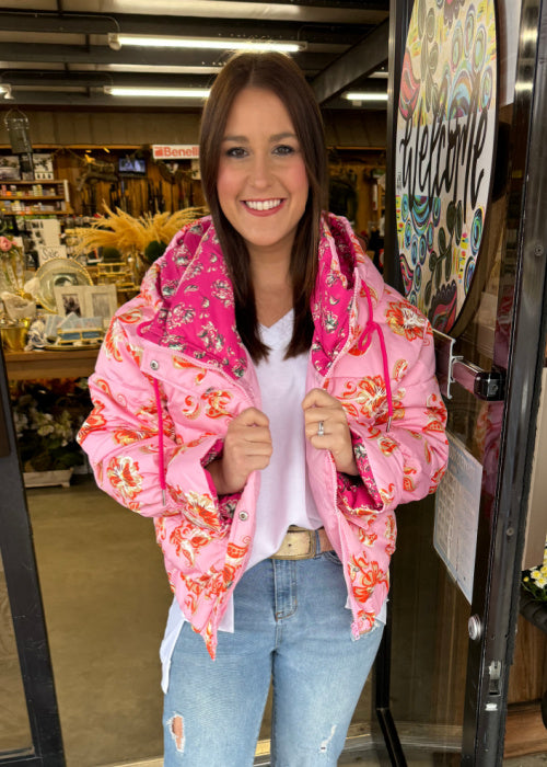 Anna Floral Jacket - Pink/Orange