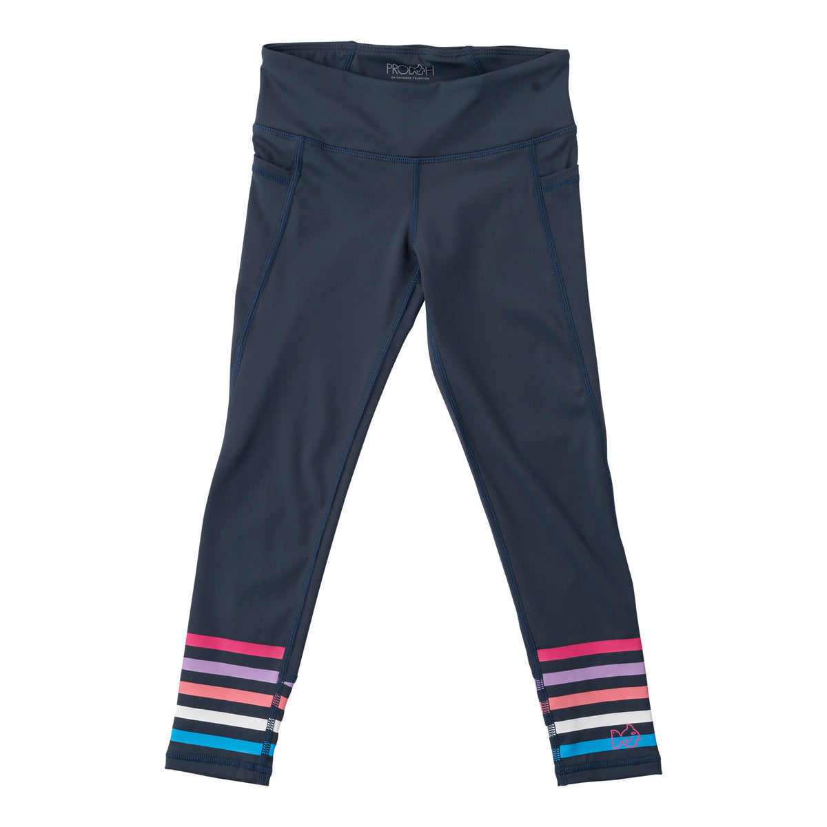 Girl's Athletic Stripped Leggings - Navy