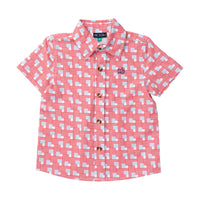 Boys Button Down Shirt- American Flag Plaid