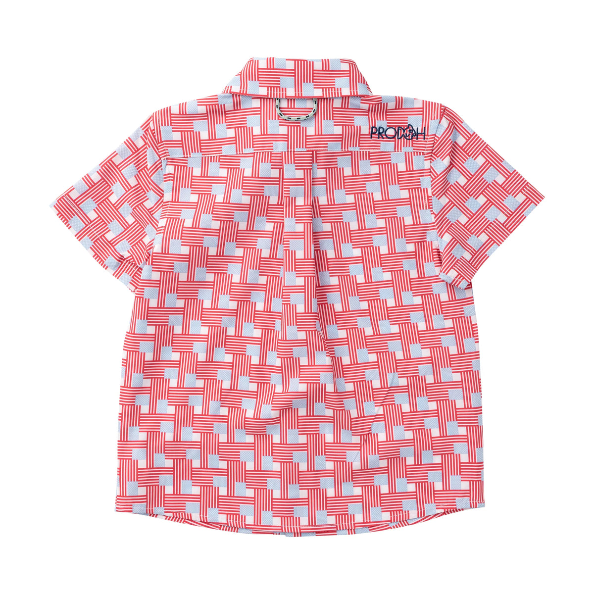 Boys Button Down Shirt- American Flag Plaid