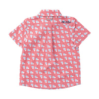 Boys Button Down Shirt- American Flag Plaid