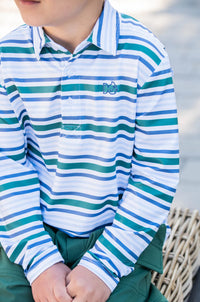 Long Sleeve Pro Performance Fishing Shirt: Blue Spruce Stripe