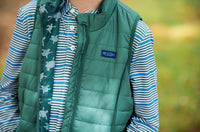 Kid's Puffer Vest - Posy Green w/ Sea Turtle Print Liner