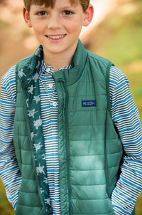 Kid's Puffer Vest - Posy Green w/ Sea Turtle Print Liner