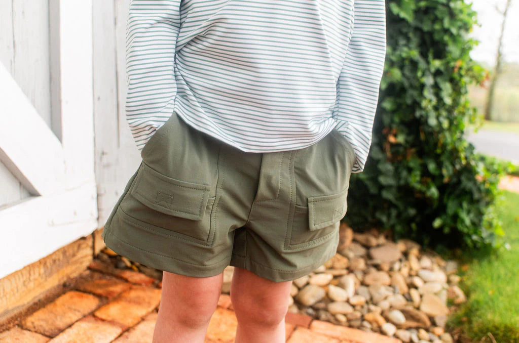 Boys Inshore Performance Short in Fly Fishing Green