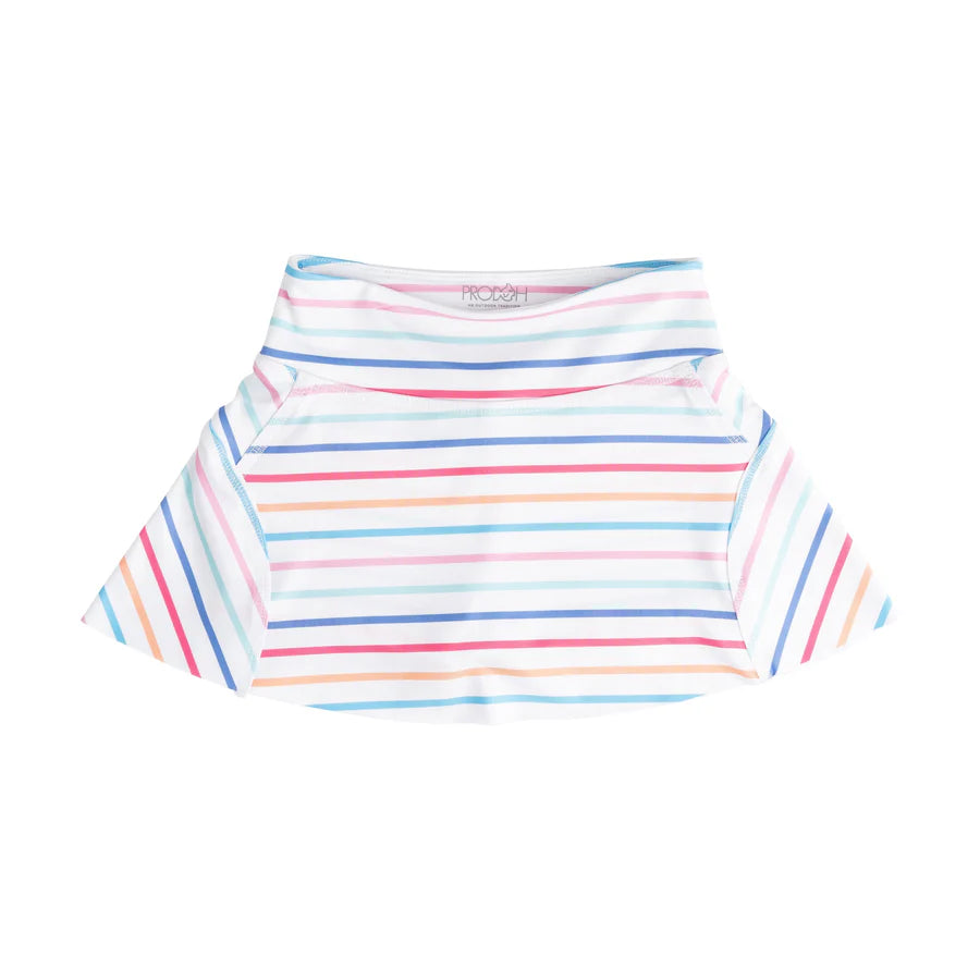 Girls' Tennis Twirl Skort with Built-In Compression Shorts — Sun Kissed Stripe