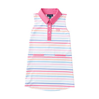 Girls' Sleeveless Pro Performance Polo Dress Sunset Stripe