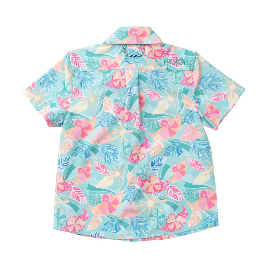 Boys' Short Sleeve Button Down Shirt — Tropical Palm Paradise Print