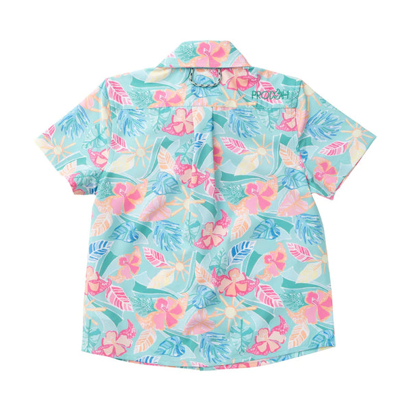 Boys' Short Sleeve Button Down Shirt — Tropical Palm Paradise Print