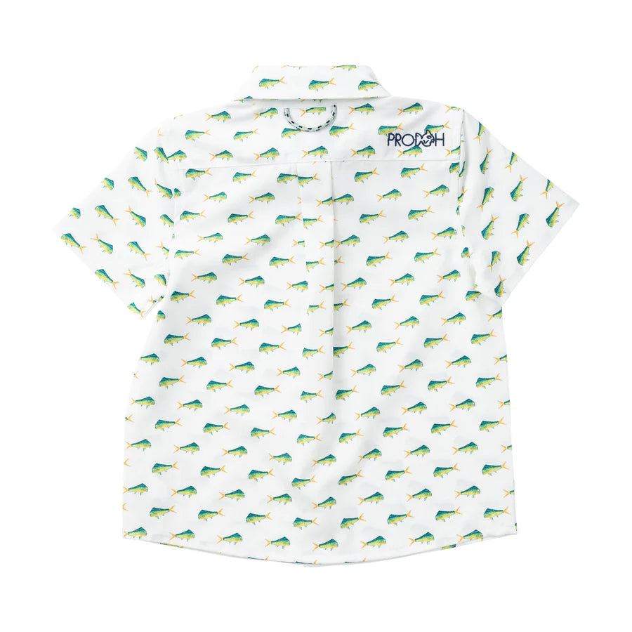 Boys' Short Sleeve Button Down Shirt — Mahi Mahi Print