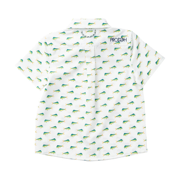 Boys' Short Sleeve Button Down Shirt — Mahi Mahi Print