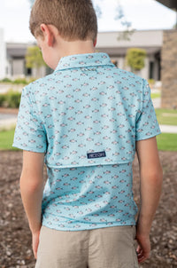 Boys' Short Sleeve Pro Performance Polo - African Pompano Fish Print