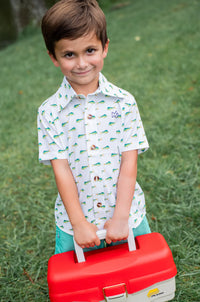 Boys' Short Sleeve Button Down Shirt — Mahi Mahi Print