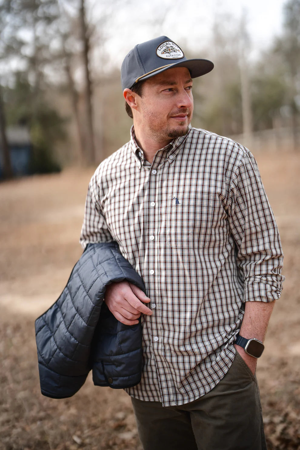 Faulk Dress Shirt - Olive/Forest/Brown