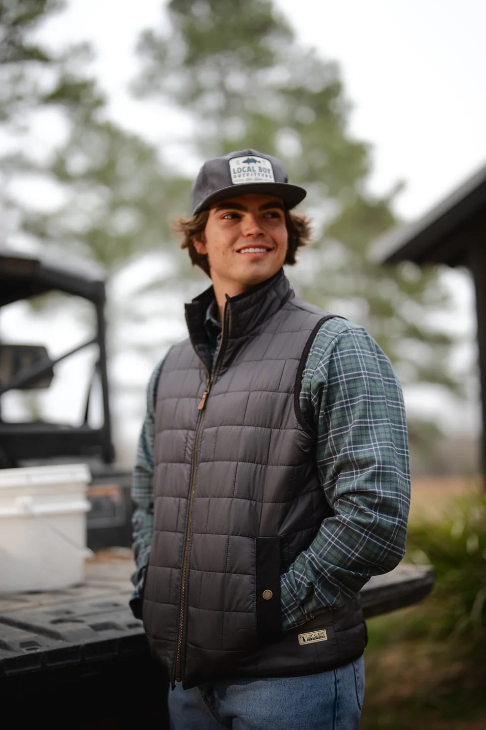 Brick Quilted Vest - Charcoal