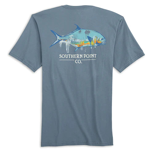 Youth Watercolor Permit Tee -Blue Jean