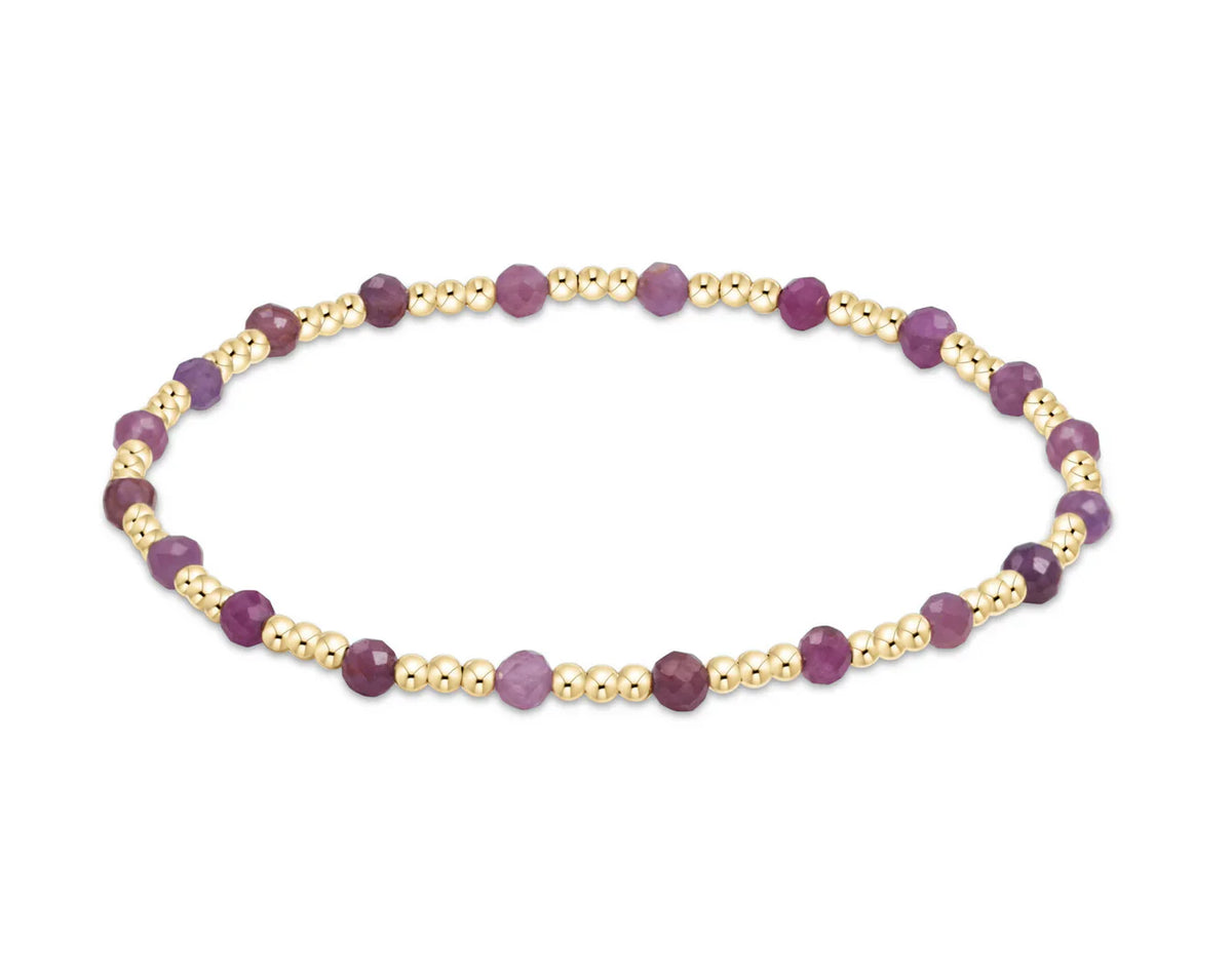 Extend Gold Sincerity Pattern 3mm Bead Bracelet - Ruby