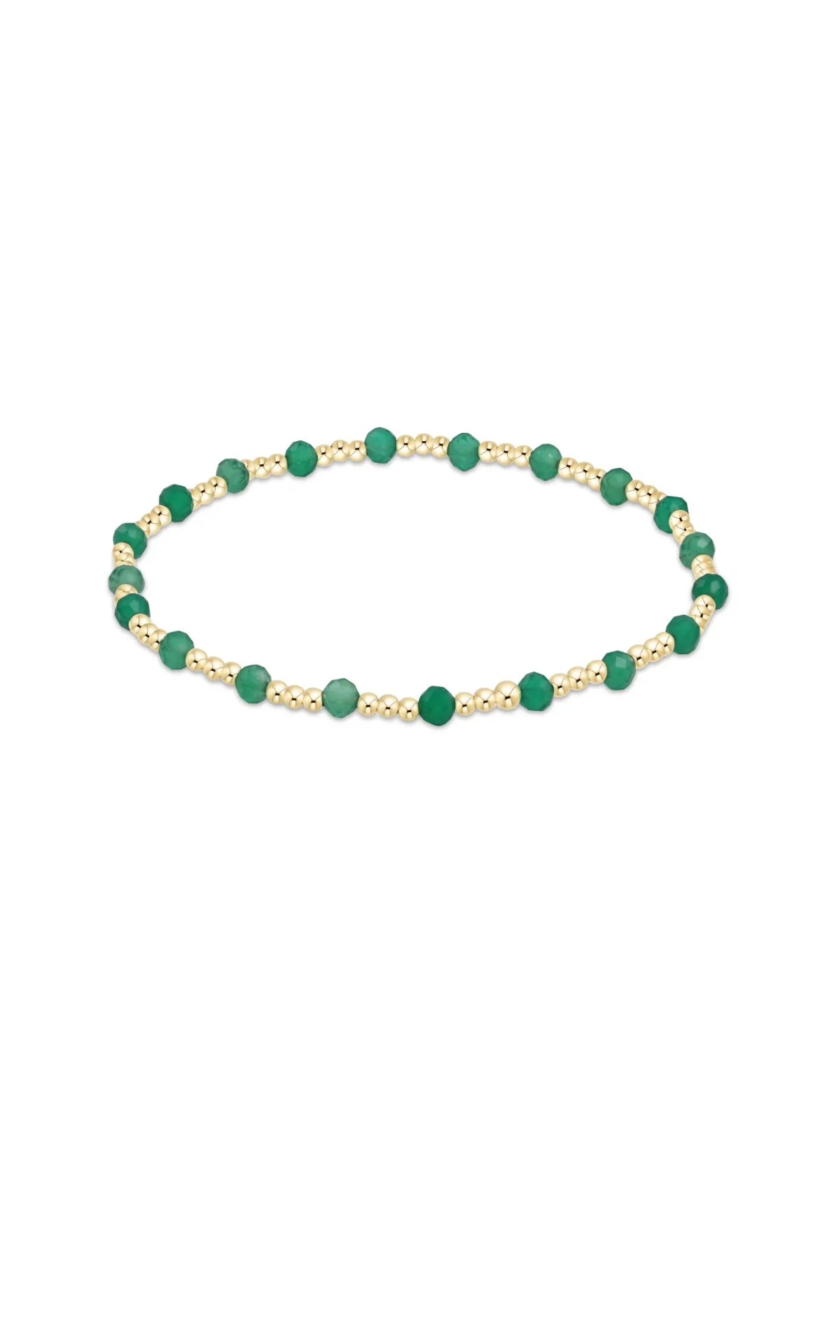 Extend Gold Sincerity Pattern 3mm Bead Bracelet - Green Onyx