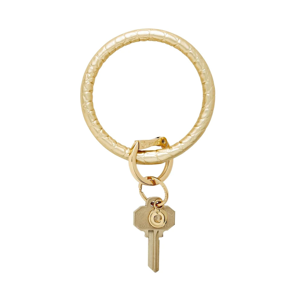 Leather Big O Key Ring - Solid Gold Rush Croc-Embossed