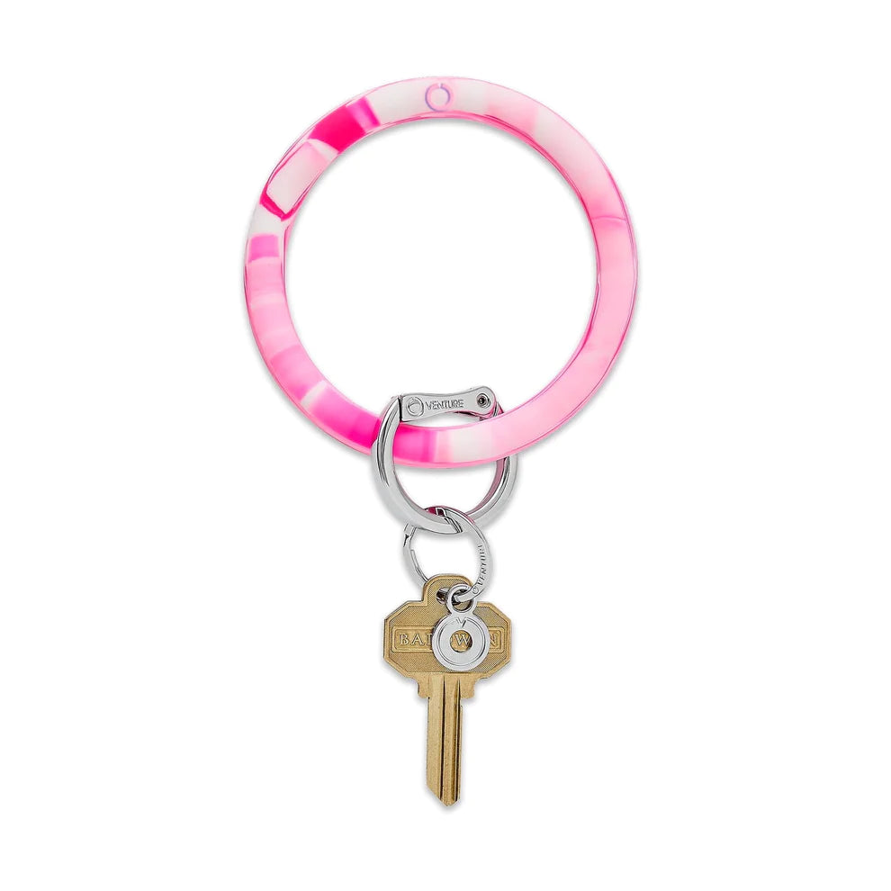 Silicone Big O Key Ring - Tickled Pink Marble