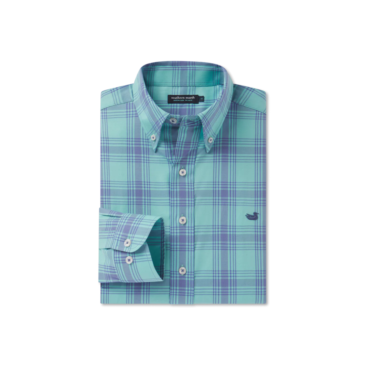 Tupelo Windowpane Dress Shirt - Mint & Slate