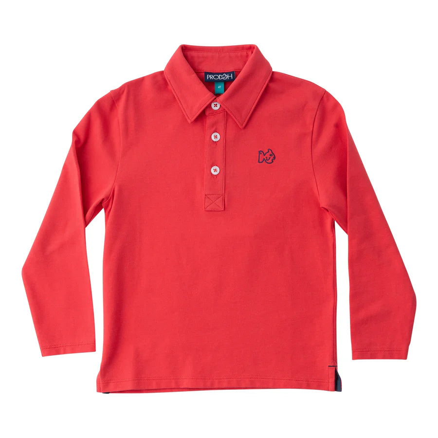 Too Cool For School Long Sleeve Polo - Winterberry Red