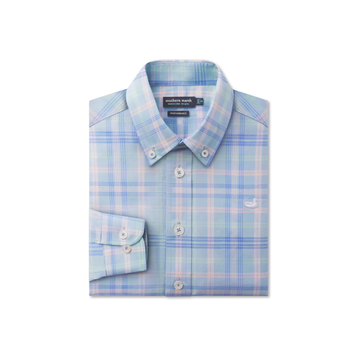 Youth Barnstable Lines Performance Dress Shirt- Light Blue & Lilac