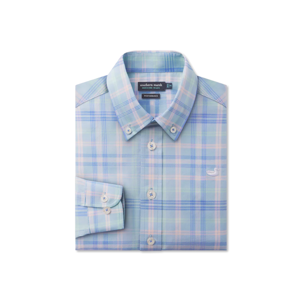 Youth Barnstable Lines Performance Dress Shirt- Light Blue & Lilac