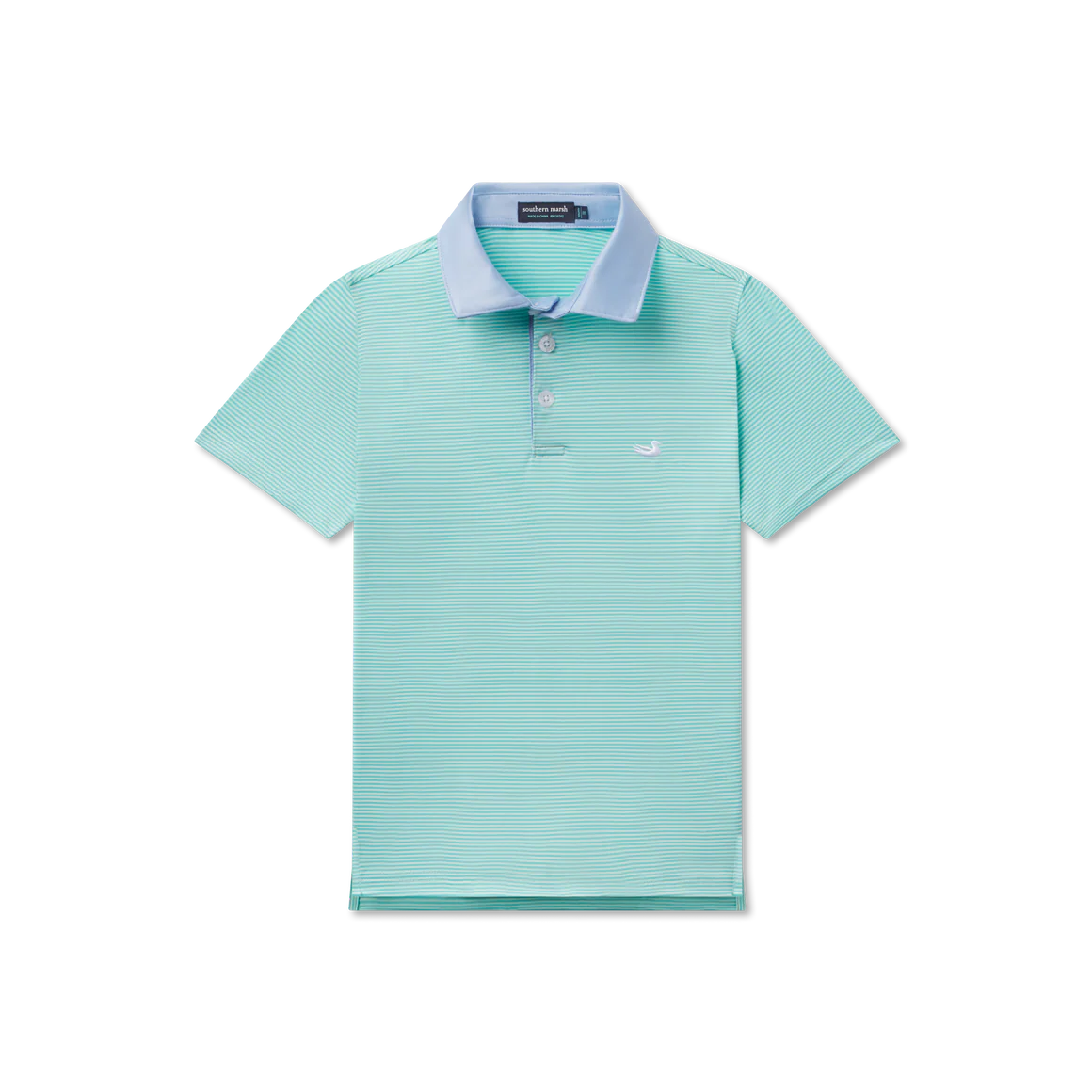 Youth Bermuda Performance Polo- Hampton Stripe Honeydew & Mint