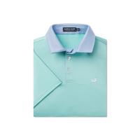 Youth Bermuda Performance Polo- Hampton Stripe Honeydew & Mint